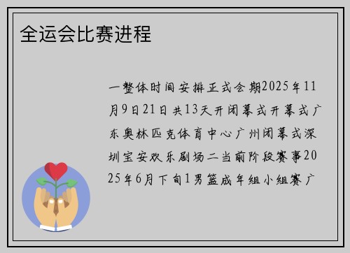 全运会比赛进程